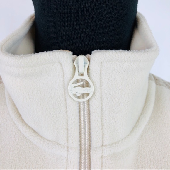 Lacoste Women’s Fleece Zip Up Jacket Mesh Cream 42 - Picture 3 of 7
